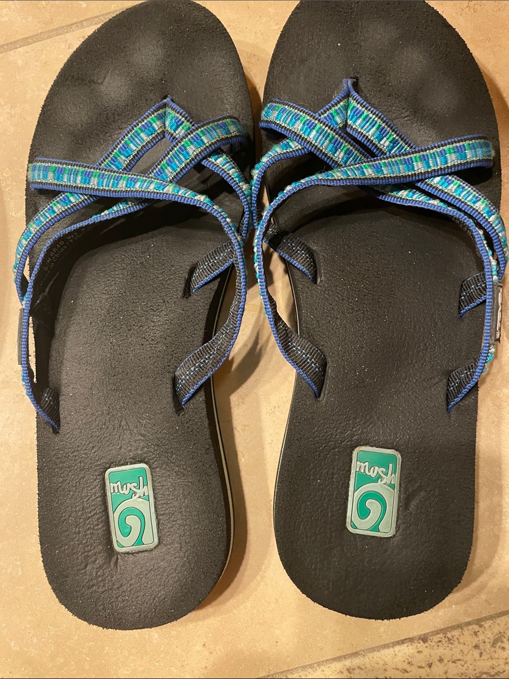 Teva Black Sandals with Blue and Teal Straps